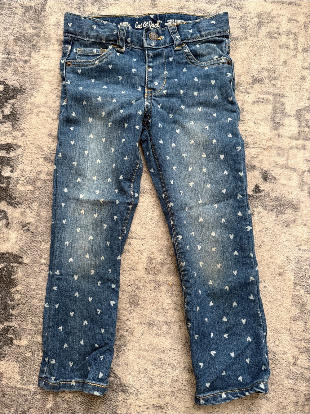 Cat & Jack Blue Denim Heart Print Girls' Jeans